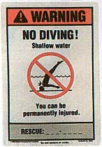 Warning No Diving Sign #40352